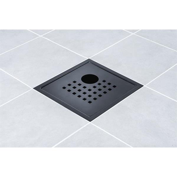 Floor drain cover Stockholm Lux Black with pipe cut